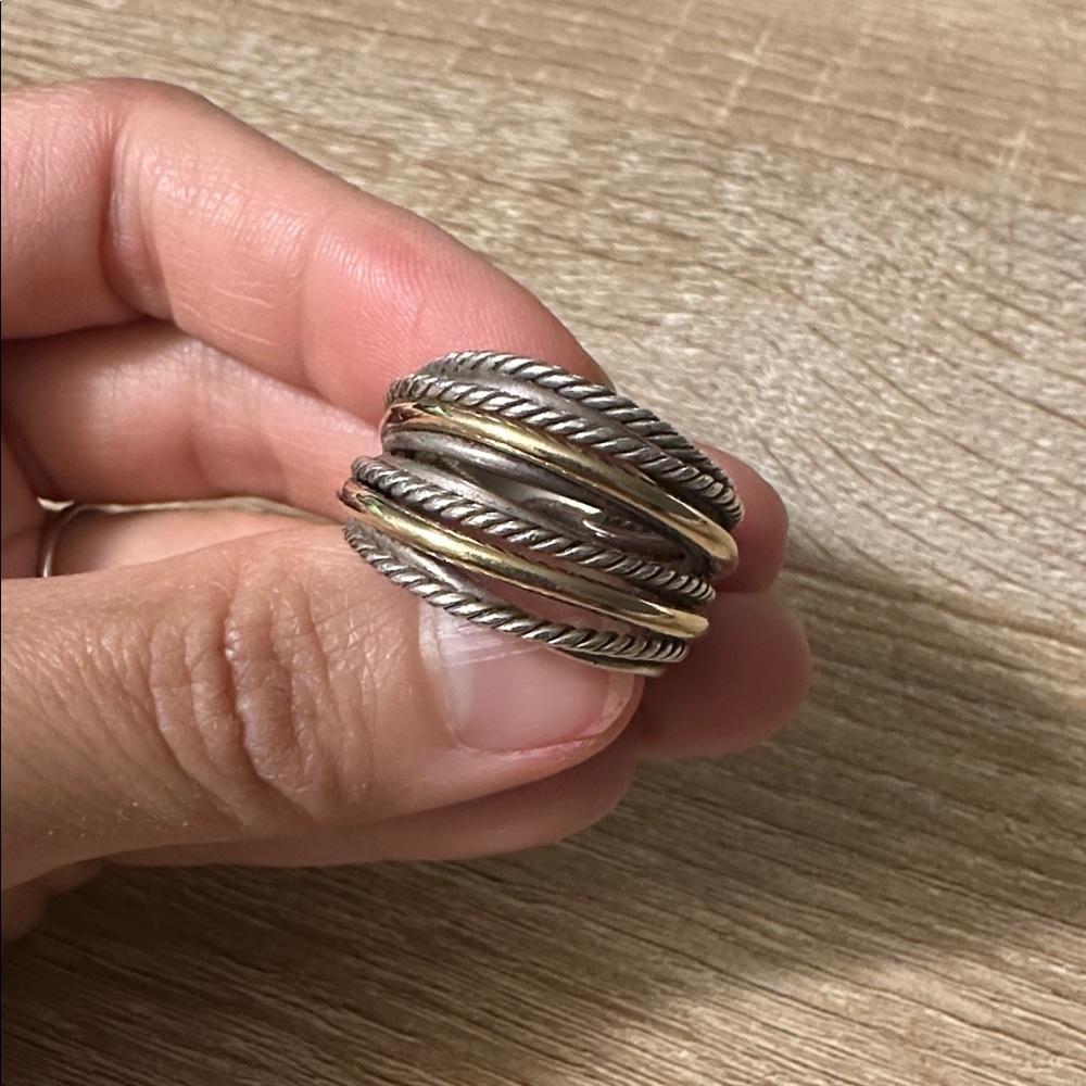 David Yurman - 18k gold and silver wide crossover ring